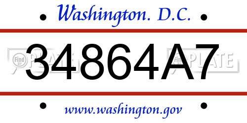 34864A7 District Of Columbia License Plate