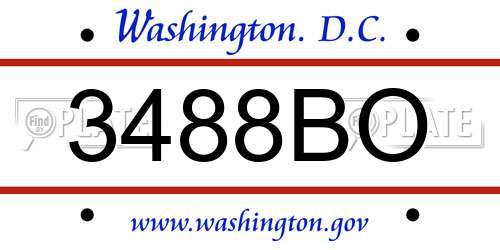 3488BO District Of Columbia License Plate