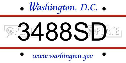 3488SD District Of Columbia License Plate