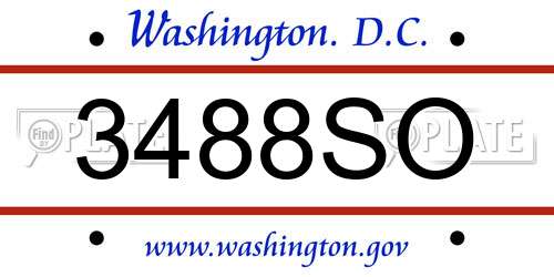 3488SO District Of Columbia License Plate