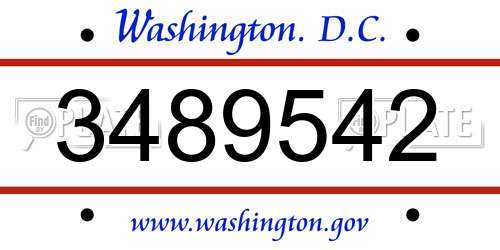 3489542 District Of Columbia License Plate