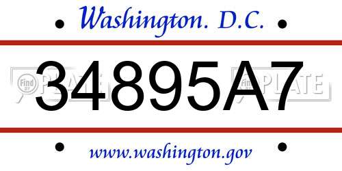 34895A7 District Of Columbia License Plate