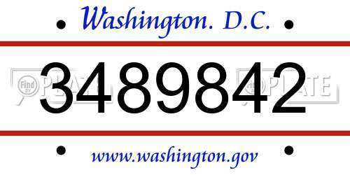 3489842 District Of Columbia License Plate