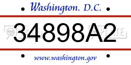 34898A2 District Of Columbia License Plate
