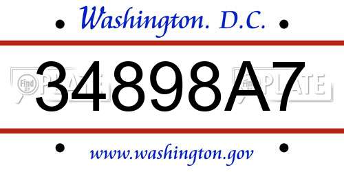 34898A7 District Of Columbia License Plate