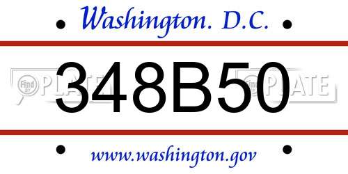 348B50 District Of Columbia License Plate