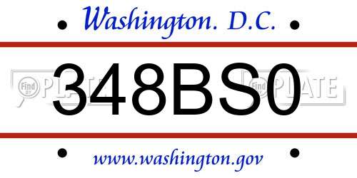 348BS0 District Of Columbia License Plate
