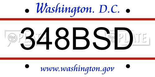 348BSD District Of Columbia License Plate