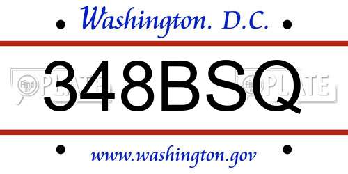 348BSQ District Of Columbia License Plate