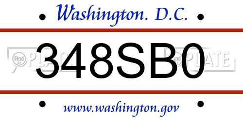348SB0 District Of Columbia License Plate