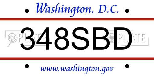348SBD District Of Columbia License Plate