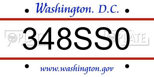 348SS0 District Of Columbia License Plate