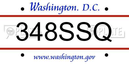 348SSQ District Of Columbia License Plate