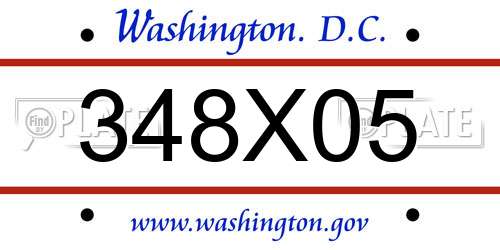 348X05 District Of Columbia License Plate