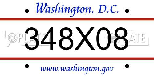 348X08 District Of Columbia License Plate