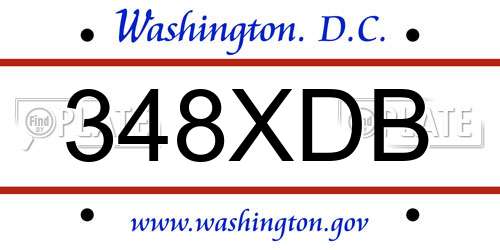 348XDB District Of Columbia License Plate
