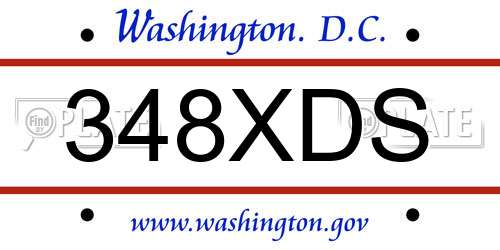 348XDS District Of Columbia License Plate