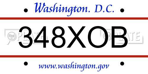 348XOB District Of Columbia License Plate