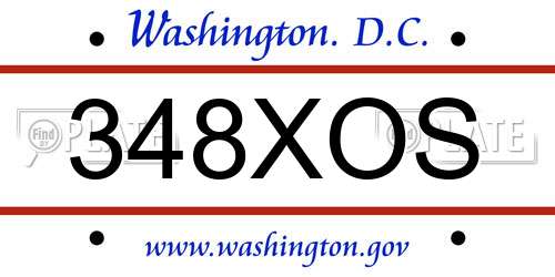348XOS District Of Columbia License Plate
