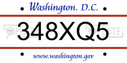 348XQ5 District Of Columbia License Plate