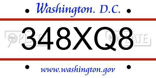 348XQ8 District Of Columbia License Plate