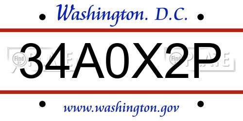 34A0X2P District Of Columbia License Plate