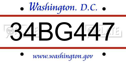 34BG447 District Of Columbia License Plate