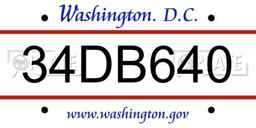 34DB640 District Of Columbia License Plate