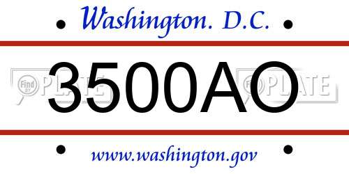 3500AO District Of Columbia License Plate