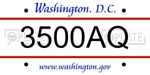 3500AQ District Of Columbia License Plate