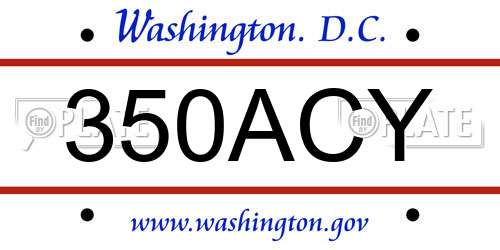 350ACY District Of Columbia License Plate