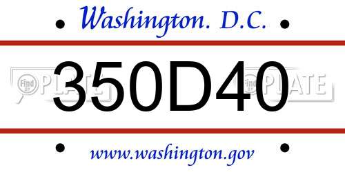 350D40 District Of Columbia License Plate