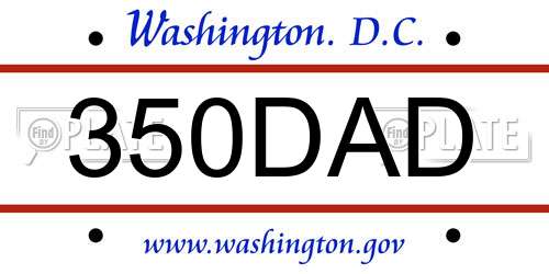 350DAD District Of Columbia License Plate