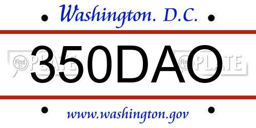 350DAO District Of Columbia License Plate