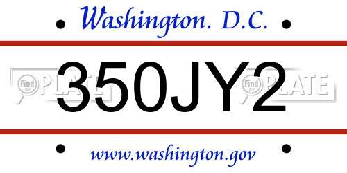 350JY2 District Of Columbia License Plate
