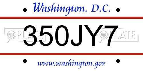 350JY7 District Of Columbia License Plate