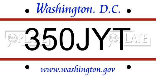 350JYT District Of Columbia License Plate