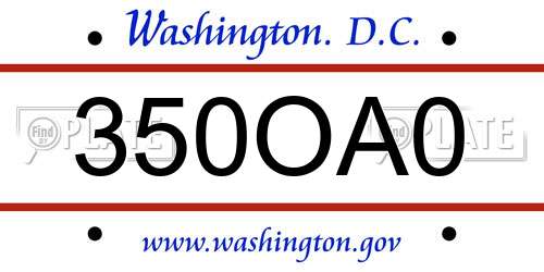 350OA0 District Of Columbia License Plate
