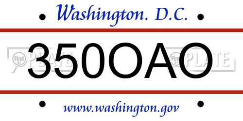 350OAO District Of Columbia License Plate