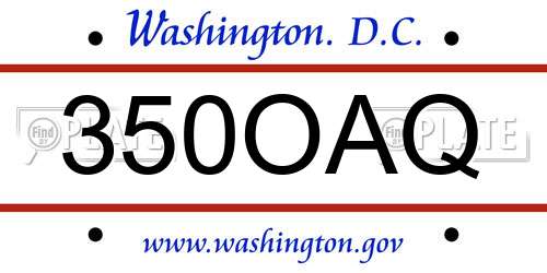 350OAQ District Of Columbia License Plate