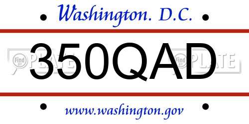 350QAD District Of Columbia License Plate