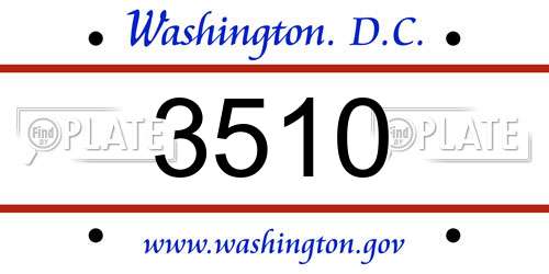 3510 District Of Columbia License Plate