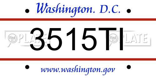 3515TI District Of Columbia License Plate