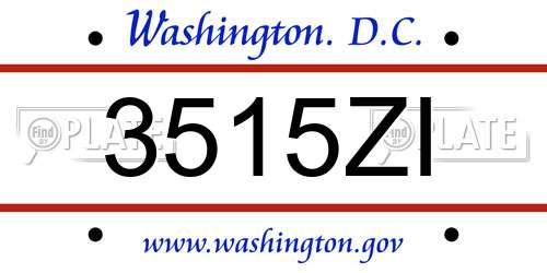 3515ZI District Of Columbia License Plate