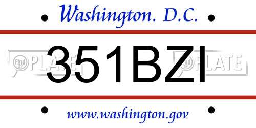 351BZI District Of Columbia License Plate