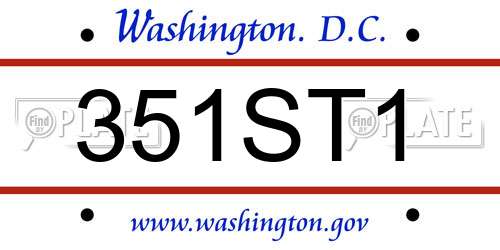 351ST1 District Of Columbia License Plate