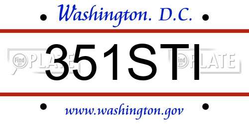 351STI District Of Columbia License Plate