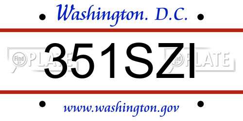 351SZI District Of Columbia License Plate