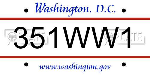351WW1 District Of Columbia License Plate