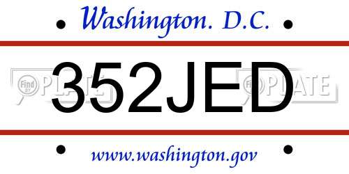 352JED District Of Columbia License Plate